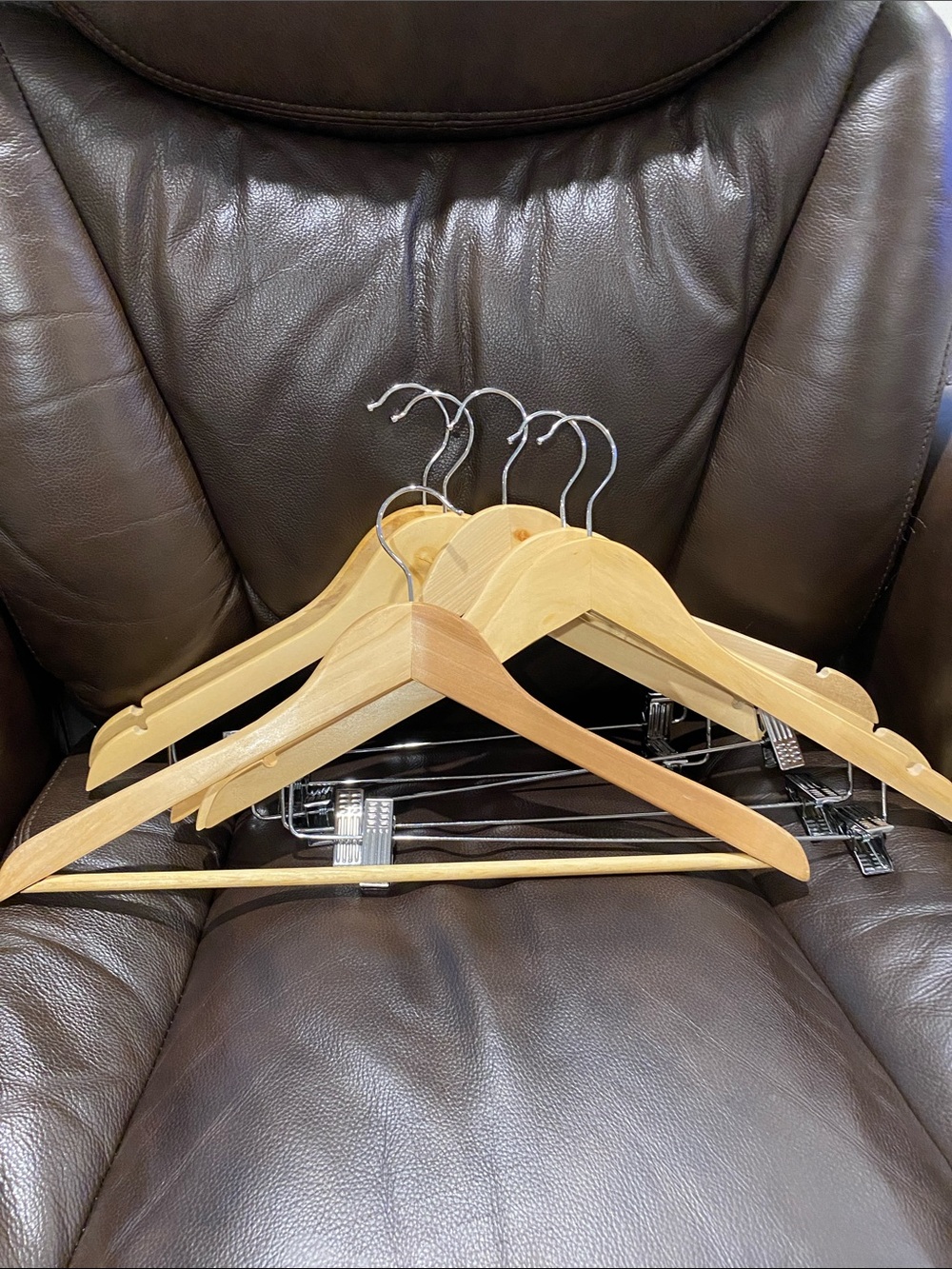 Wooden Clothes Hangers Set - Natural Wood Finish